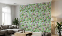 Soft Lilac and Leaf Garden Pattern Wallpaper⁠