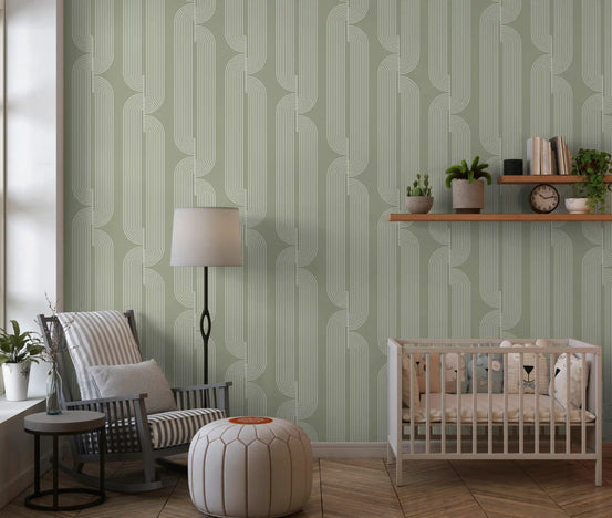 Sage Green Linear Flow Wallpaper⁠