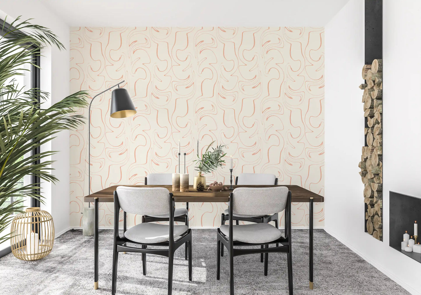 Soft Blush Swirls Wallpaper⁠
