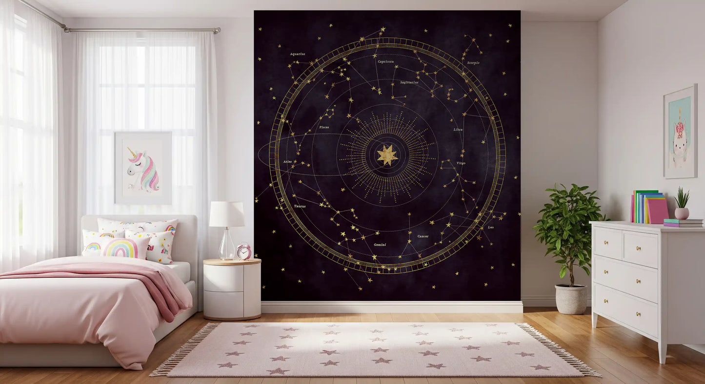 Eggplant Astro Wheel Wall Mural