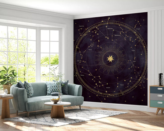 Eggplant Astro Wheel Wall Mural