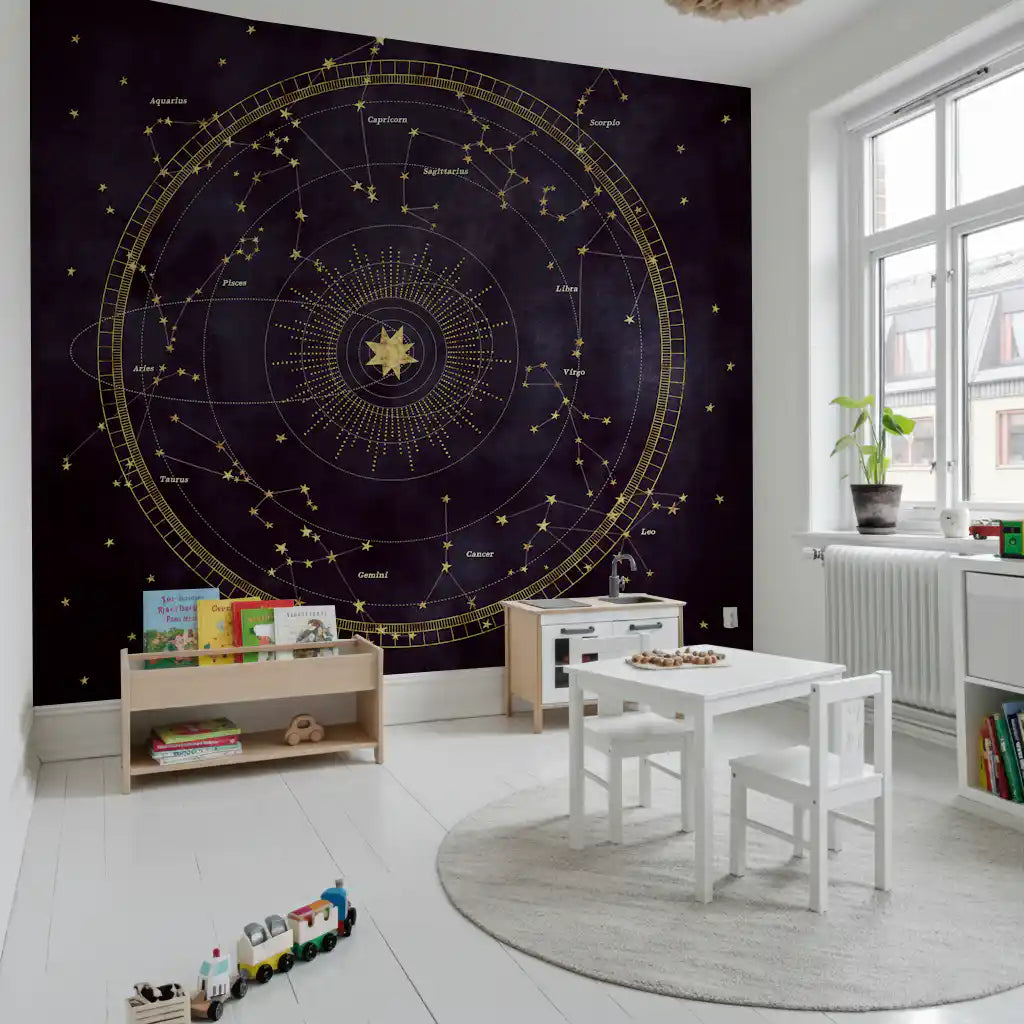 Eggplant Astro Wheel Wall Mural