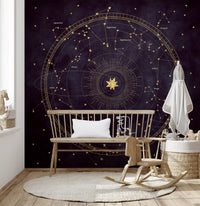 Eggplant Astro Wheel Wall Mural