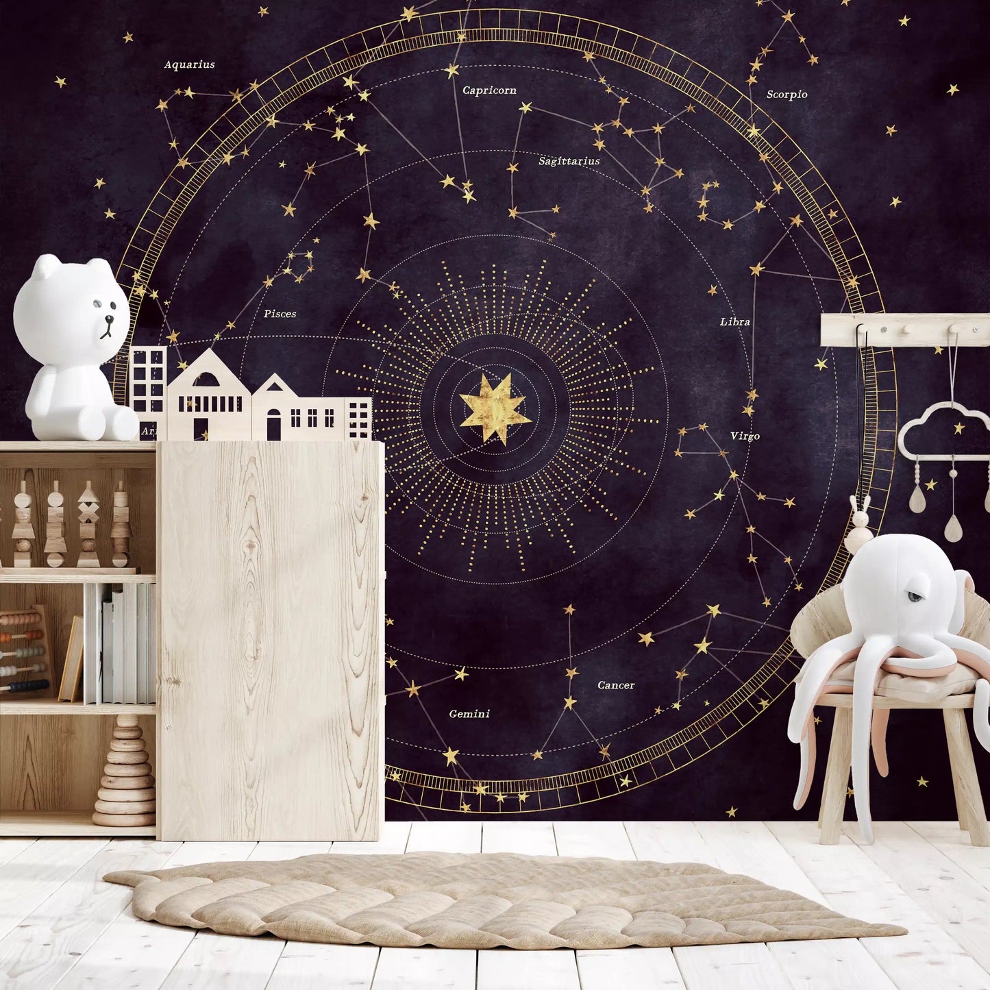 Eggplant Astro Wheel Wall Mural