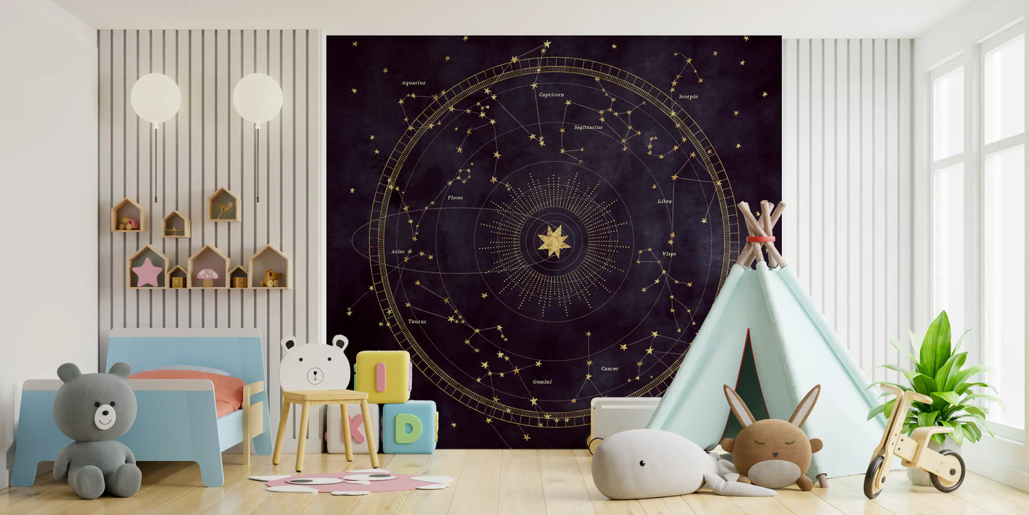 Eggplant Astro Wheel Wall Mural