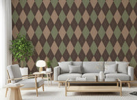 Winter Heritage - Argyle Harlequin Geometric Timeless - Soft Muted Hue Wallpaper⁠