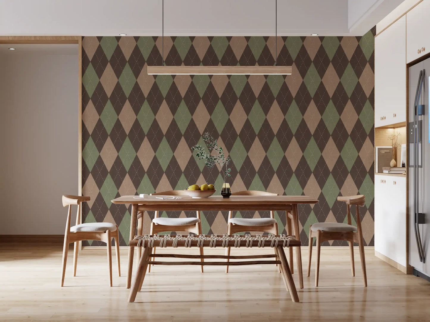 Winter Heritage - Argyle Harlequin Geometric Timeless - Soft Muted Hue Wallpaper⁠
