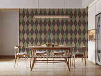 Winter Heritage - Argyle Harlequin Geometric Timeless - Soft Muted Hue Wallpaper⁠