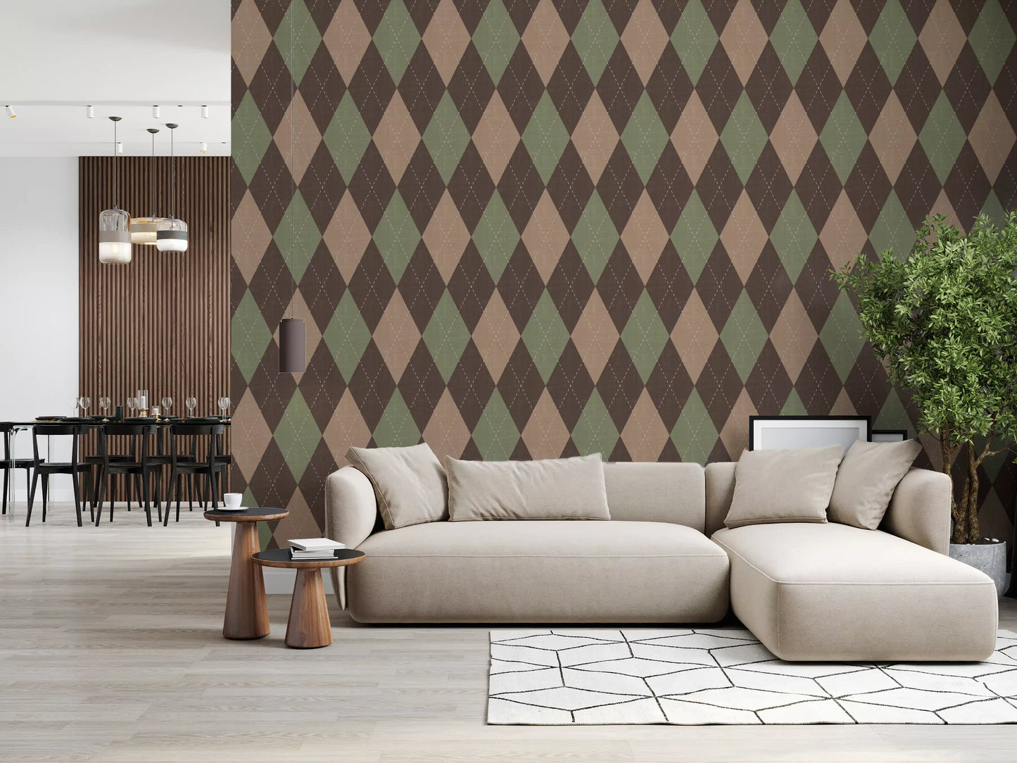 Winter Heritage - Argyle Harlequin Geometric Timeless - Soft Muted Hue Wallpaper⁠