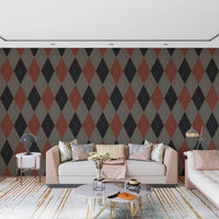 Winter Heritage - Argyle Harlequin Geometric Timeless - Deep Bold Shade Wallpaper⁠