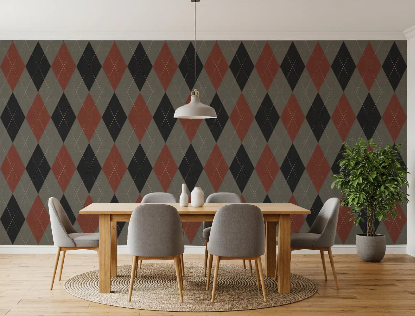 Winter Heritage - Argyle Harlequin Geometric Timeless - Deep Bold Shade Wallpaper⁠