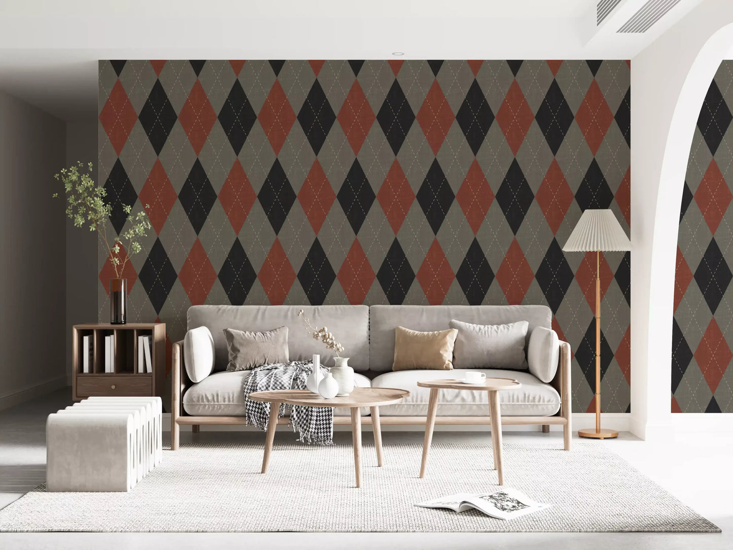 Winter Heritage - Argyle Harlequin Geometric Timeless - Deep Bold Shade Wallpaper⁠