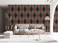 Winter Heritage - Argyle Harlequin Geometric Timeless - Deep Bold Shade Wallpaper⁠