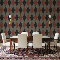 Winter Heritage - Argyle Harlequin Geometric Timeless - Deep Bold Shade Wallpaper⁠
