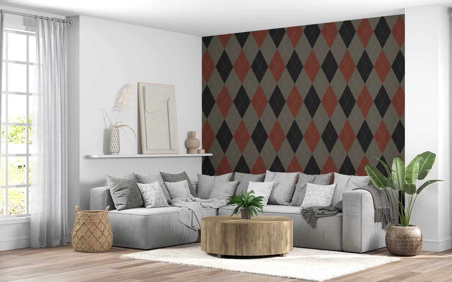 Winter Heritage - Argyle Harlequin Geometric Timeless - Deep Bold Shade Wallpaper⁠
