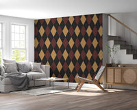 Winter Heritage - Argyle Harlequin Geometric Timeless - Dark Moody Mix Wallpaper⁠