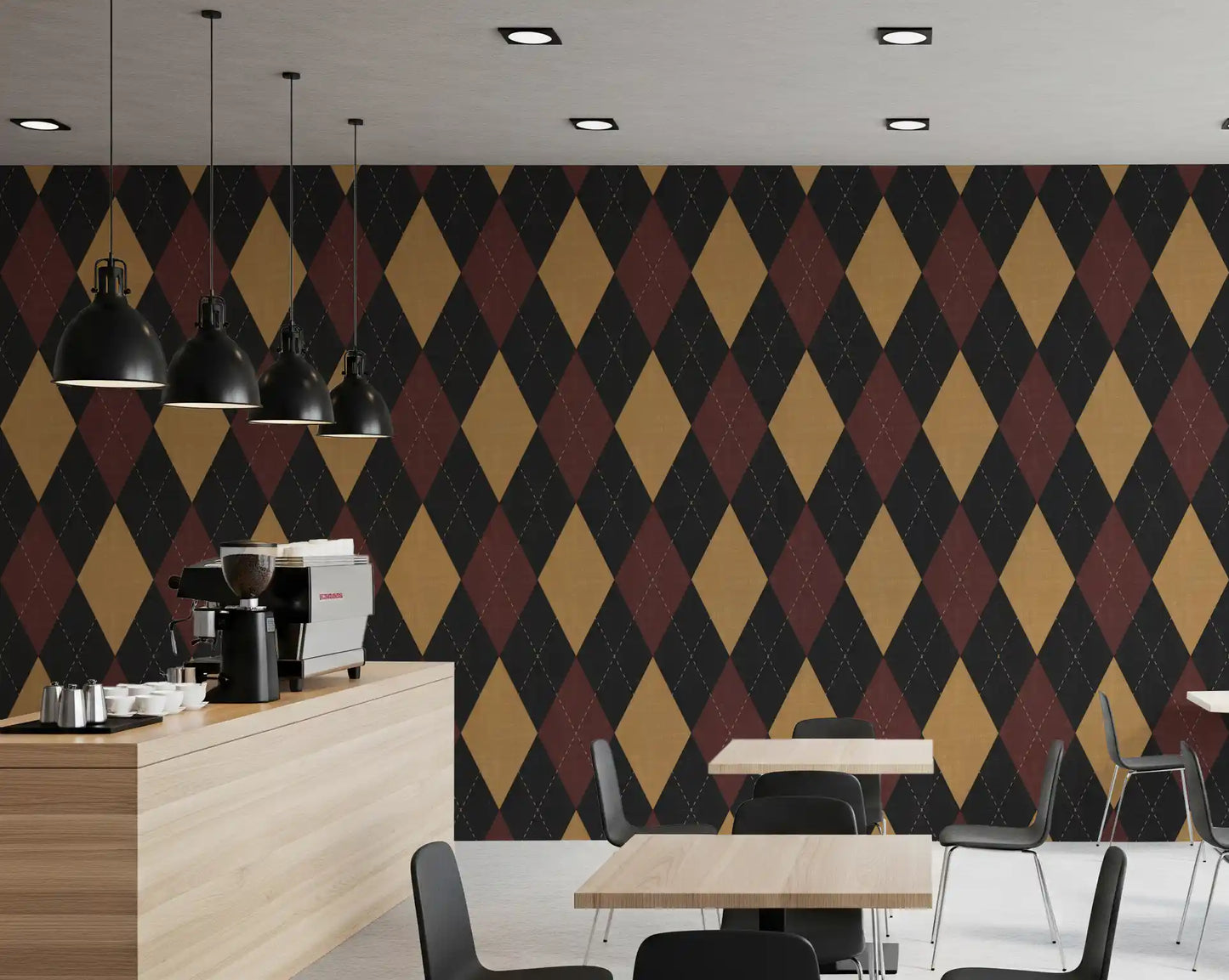 Winter Heritage - Argyle Harlequin Geometric Timeless - Dark Moody Mix Wallpaper⁠