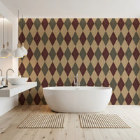 Winter Heritage - Argyle Harlequin Geometric Timeless - Rich Warm Tones Wallpaper⁠