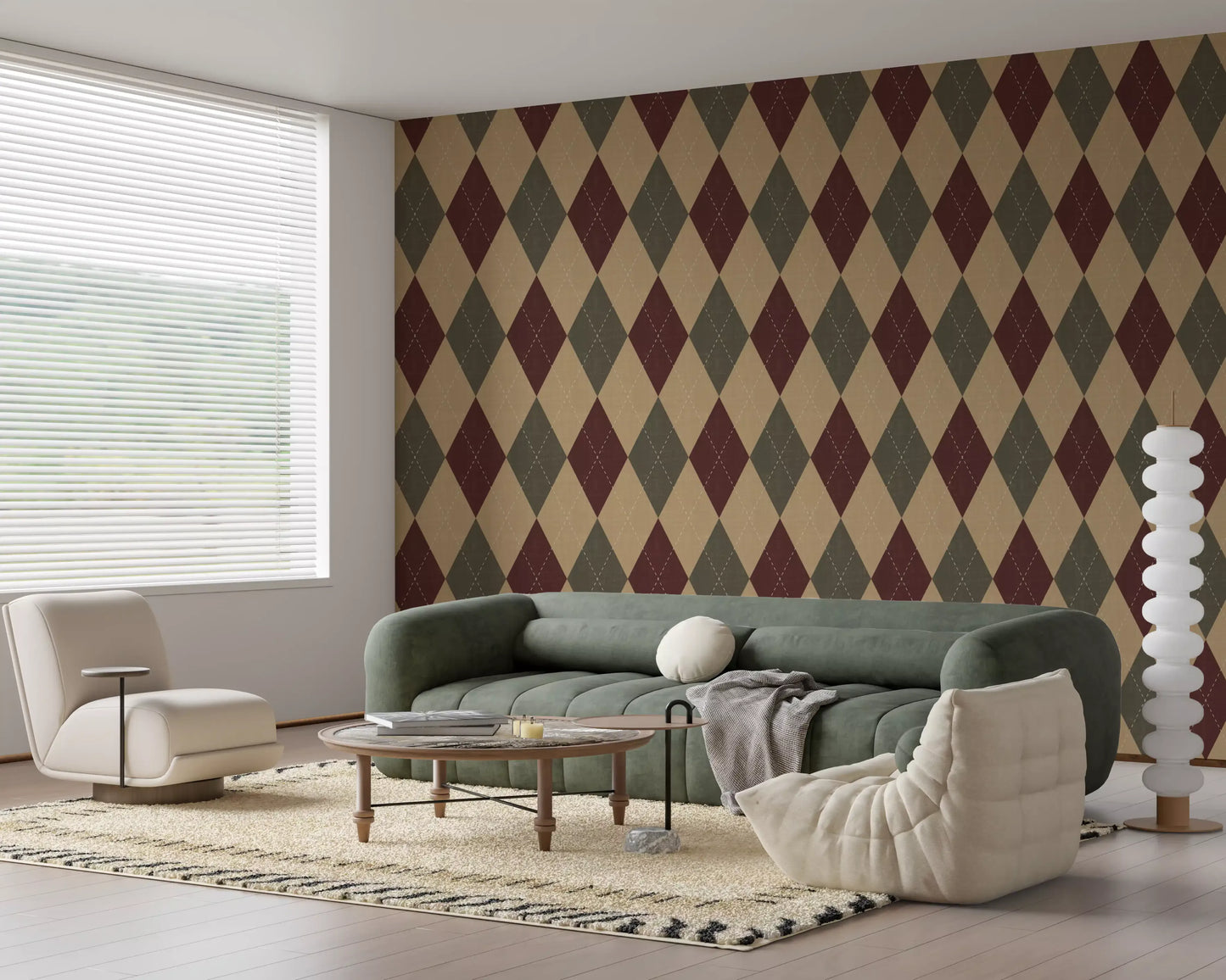 Winter Heritage - Argyle Harlequin Geometric Timeless - Rich Warm Tones Wallpaper⁠