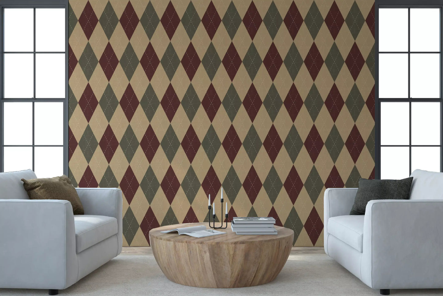 Winter Heritage - Argyle Harlequin Geometric Timeless - Rich Warm Tones Wallpaper⁠