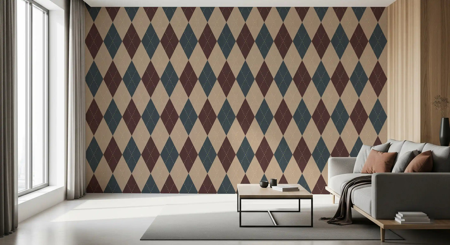 Winter Heritage - Argyle Harlequin Geometric Timeless - Crisp Cool Tone Wallpaper⁠
