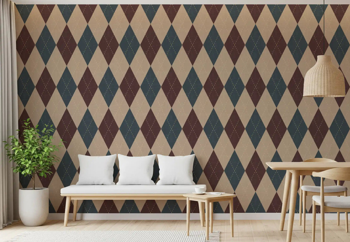 Winter Heritage - Argyle Harlequin Geometric Timeless - Crisp Cool Tone Wallpaper⁠