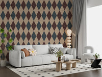 Winter Heritage - Argyle Harlequin Geometric Timeless - Crisp Cool Tone Wallpaper⁠
