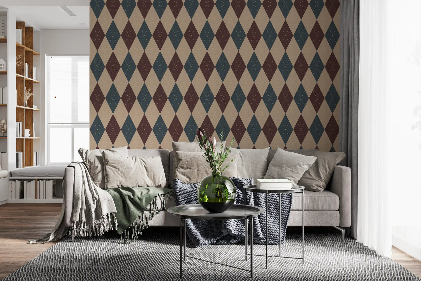 Winter Heritage - Argyle Harlequin Geometric Timeless - Crisp Cool Tone Wallpaper⁠