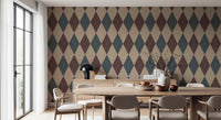 Winter Heritage - Argyle Harlequin Geometric Timeless - Crisp Cool Tone Wallpaper⁠