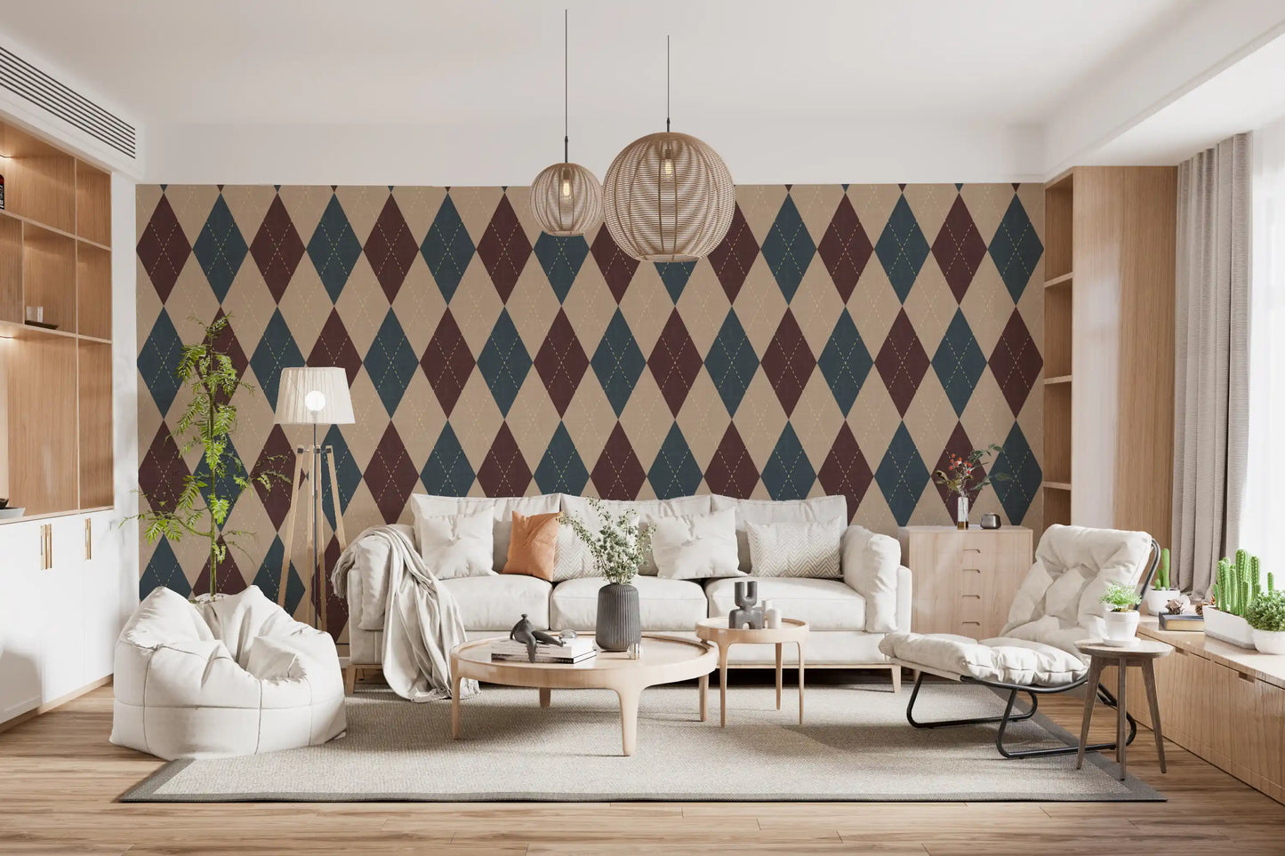 Winter Heritage - Argyle Harlequin Geometric Timeless - Crisp Cool Tone Wallpaper⁠