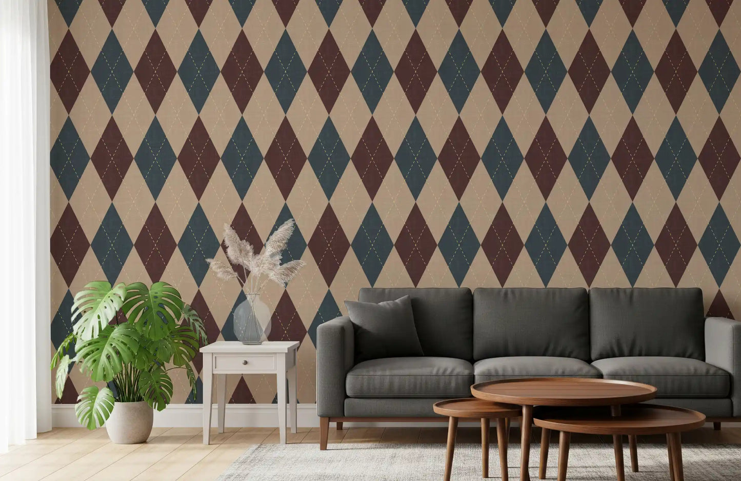 Winter Heritage - Argyle Harlequin Geometric Timeless - Crisp Cool Tone Wallpaper⁠