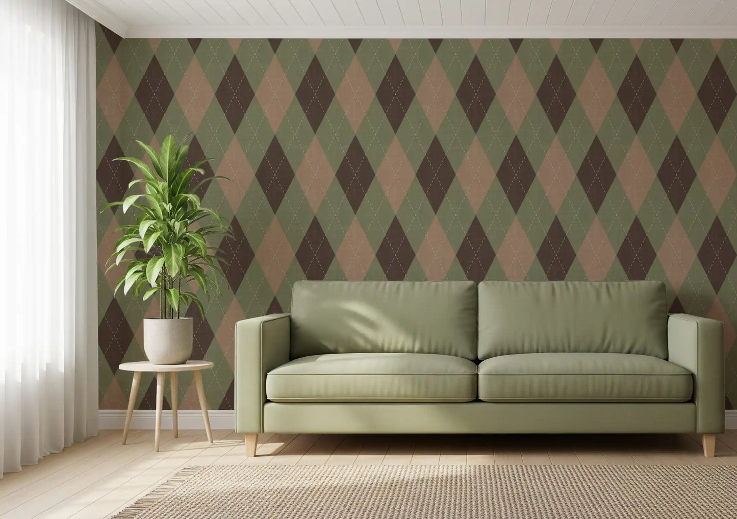 Winter Heritage - Argyle Harlequin Classic Diamond - Soft Muted Hue Wallpaper⁠
