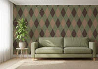 Winter Heritage - Argyle Harlequin Classic Diamond - Soft Muted Hue Wallpaper⁠