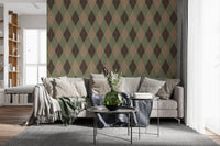 Winter Heritage - Argyle Harlequin Classic Diamond - Soft Muted Hue Wallpaper⁠