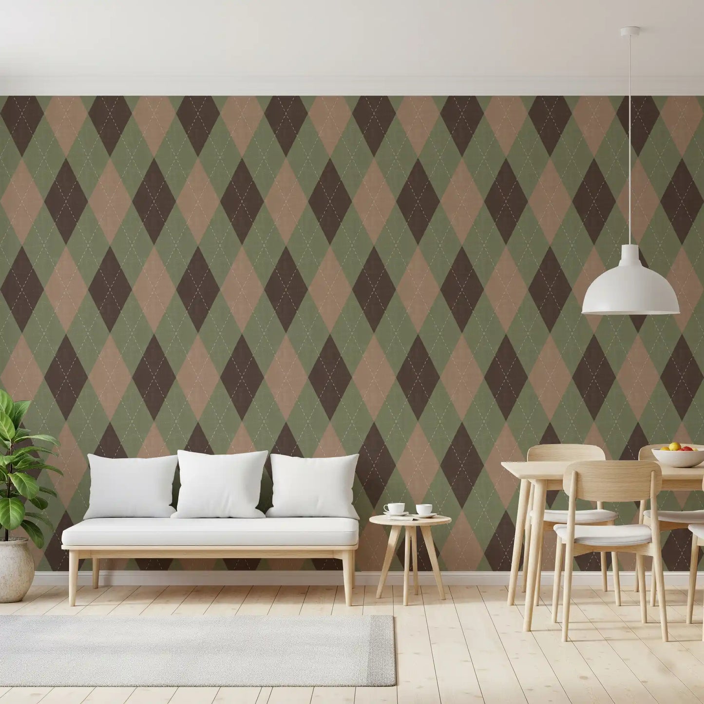 Winter Heritage - Argyle Harlequin Classic Diamond - Soft Muted Hue Wallpaper⁠