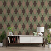 Winter Heritage - Argyle Harlequin Classic Diamond - Soft Muted Hue Wallpaper⁠