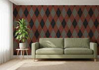 Winter Heritage - Argyle Harlequin Classic Diamond - Deep Bold Shade Wallpaper⁠