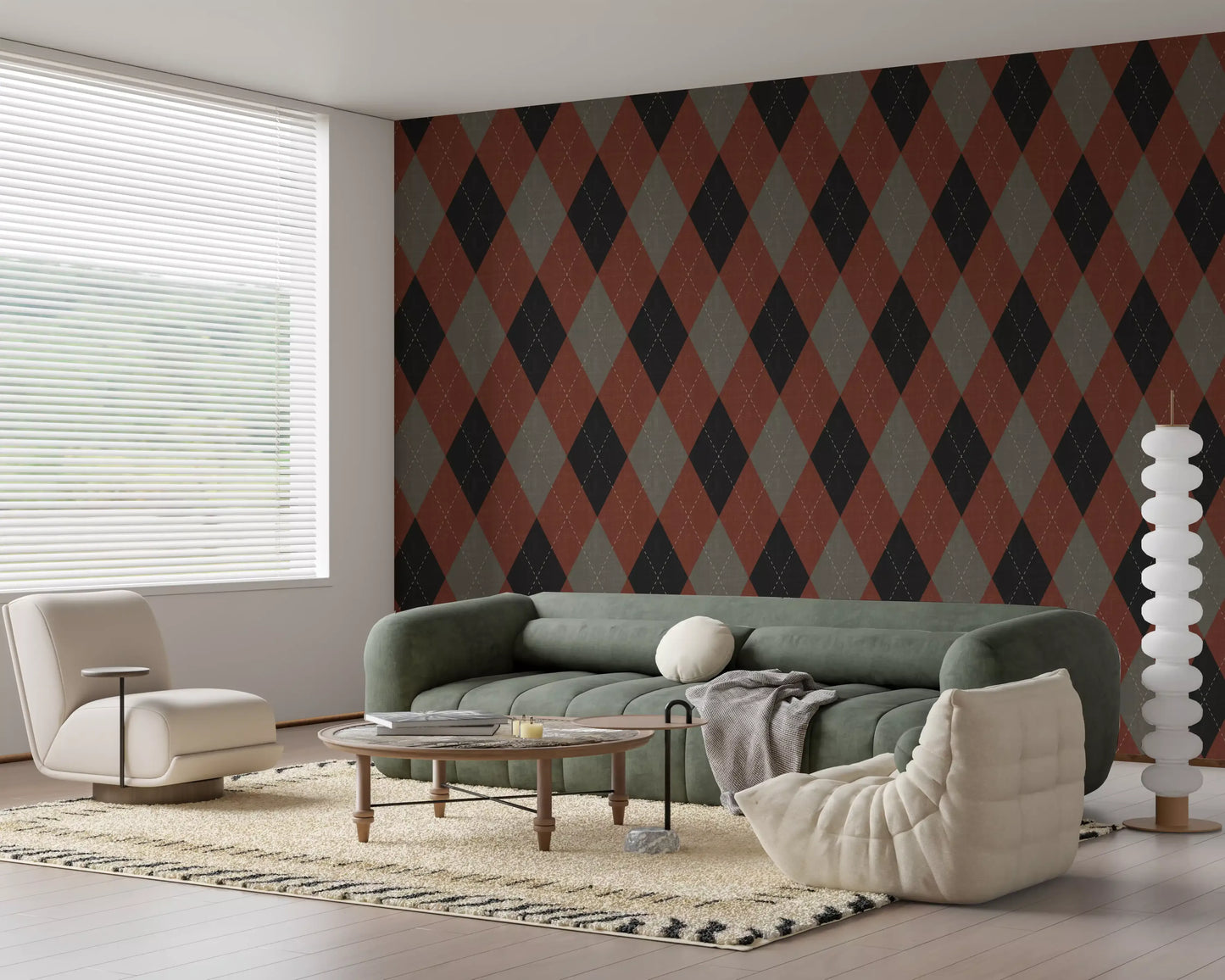 Winter Heritage - Argyle Harlequin Classic Diamond - Deep Bold Shade Wallpaper⁠