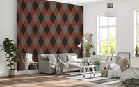 Winter Heritage - Argyle Harlequin Classic Diamond - Deep Bold Shade Wallpaper⁠