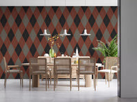 Winter Heritage - Argyle Harlequin Classic Diamond - Deep Bold Shade Wallpaper⁠