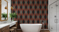 Winter Heritage - Argyle Harlequin Classic Diamond - Deep Bold Shade Wallpaper⁠