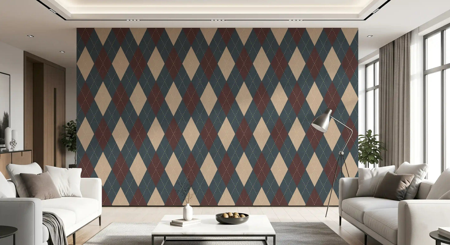 Winter Heritage - Argyle Harlequin Classic Diamond - Crisp Cool Tone Wallpaper⁠