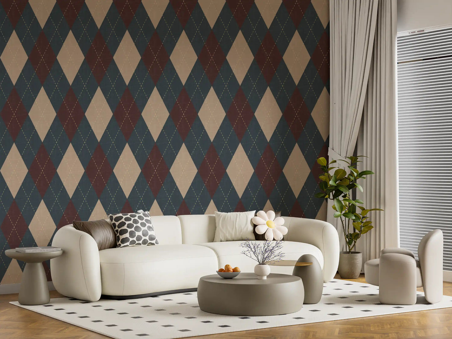 Winter Heritage - Argyle Harlequin Classic Diamond - Crisp Cool Tone Wallpaper⁠
