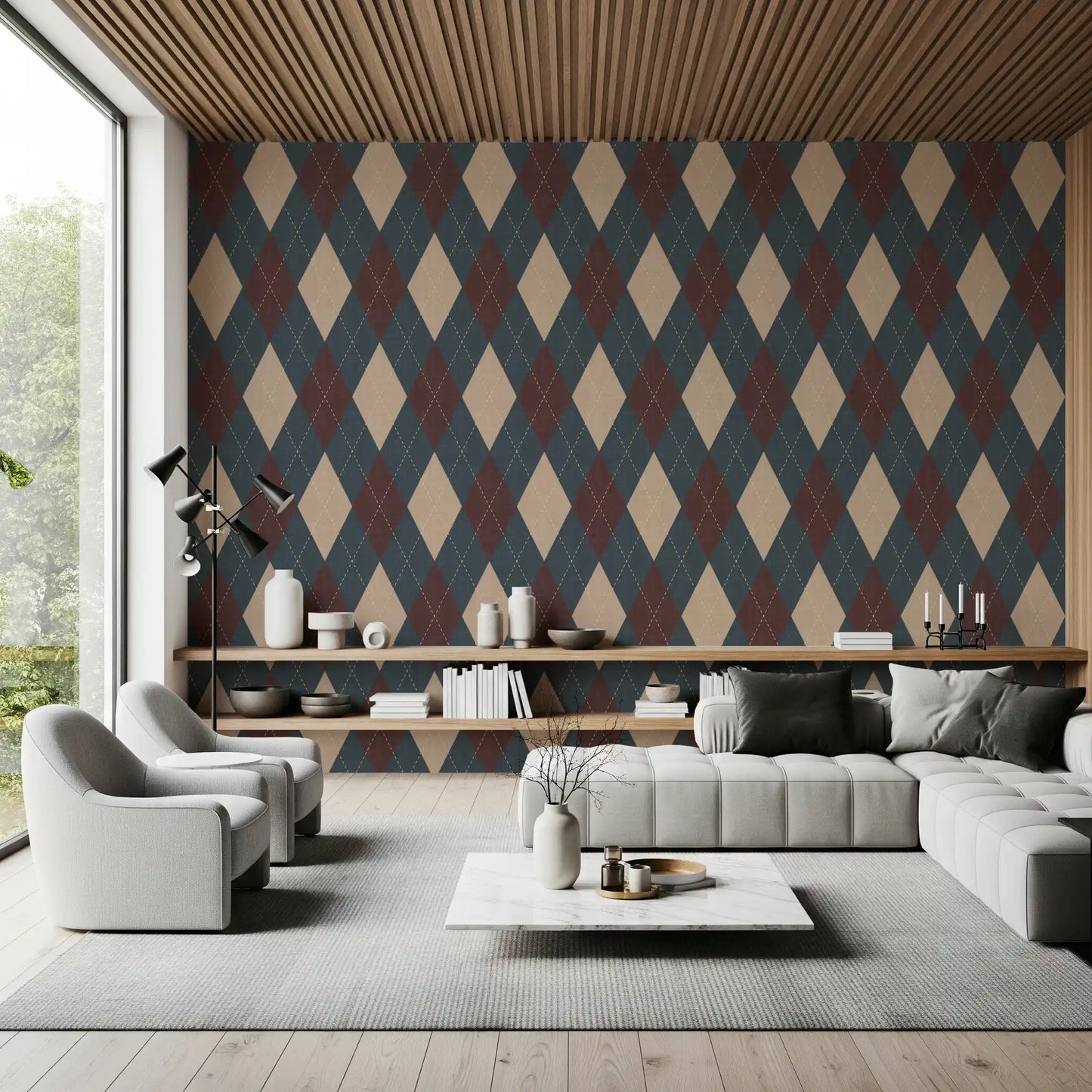 Winter Heritage - Argyle Harlequin Classic Diamond - Crisp Cool Tone Wallpaper⁠