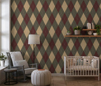Winter Heritage - Argyle Harlequin Classic Diamond - Rich Warm Tones Wallpaper⁠