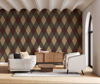 Winter Heritage - Argyle Harlequin Classic Diamond - Rich Warm Tones Wallpaper⁠