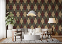 Winter Heritage - Argyle Harlequin Classic Diamond - Rich Warm Tones Wallpaper⁠