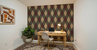 Winter Heritage - Argyle Harlequin Classic Diamond - Rich Warm Tones Wallpaper⁠