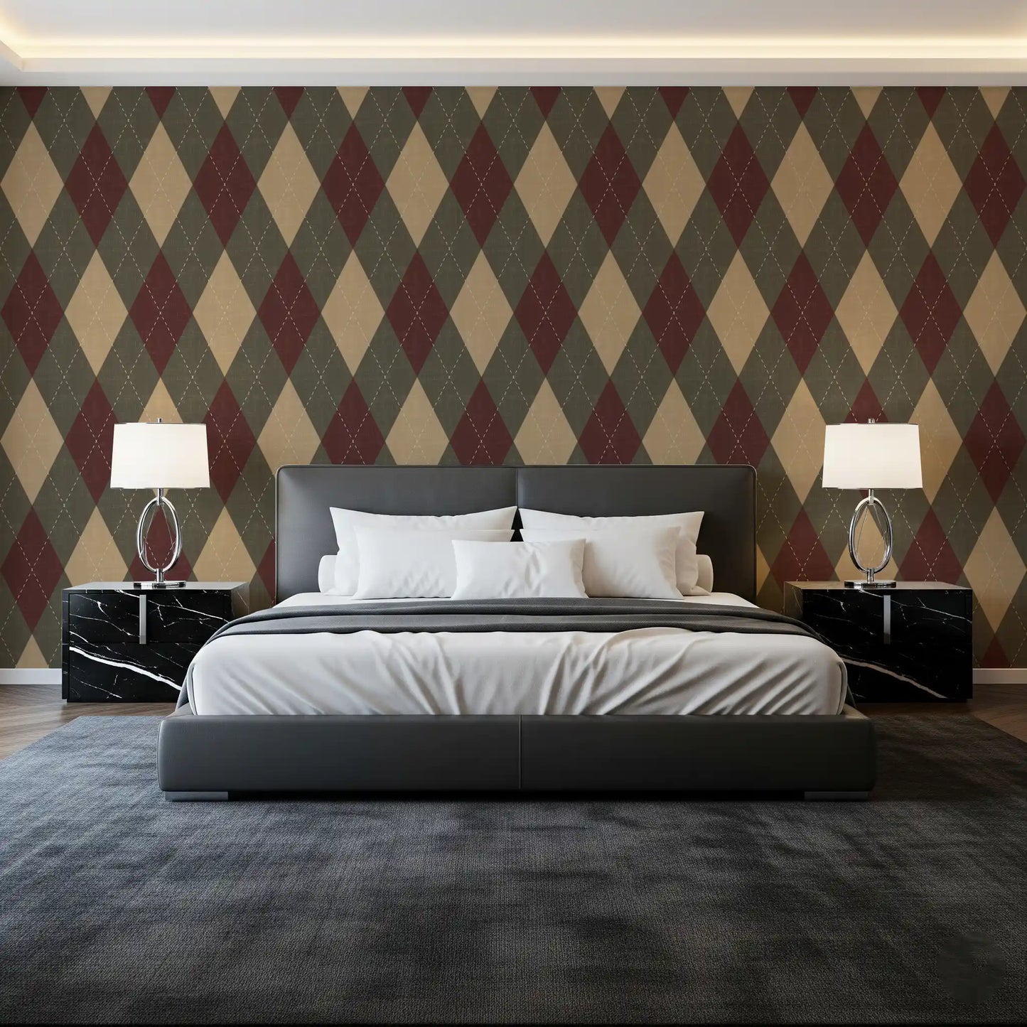 Winter Heritage - Argyle Harlequin Classic Diamond - Rich Warm Tones Wallpaper⁠