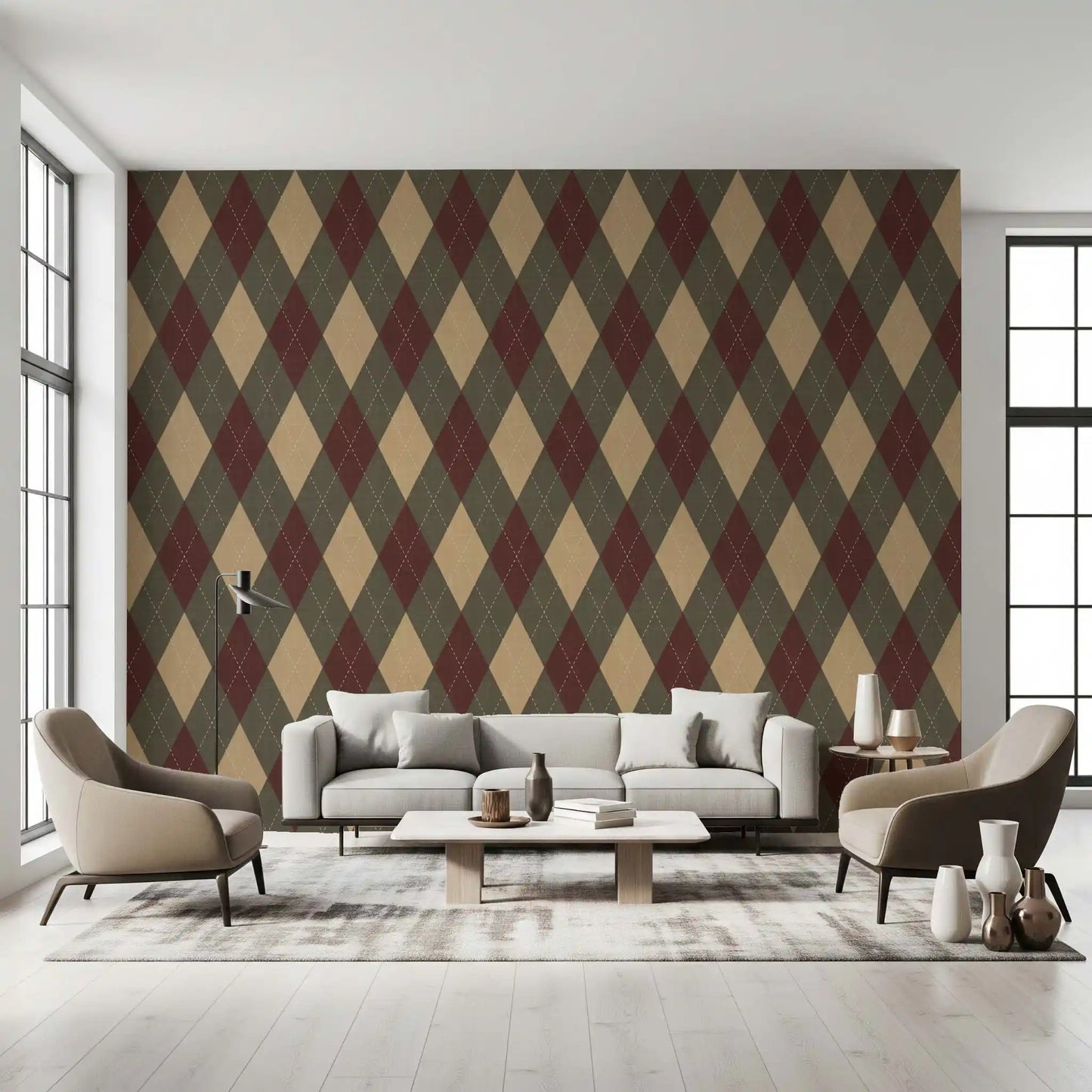 Winter Heritage - Argyle Harlequin Classic Diamond - Rich Warm Tones Wallpaper⁠